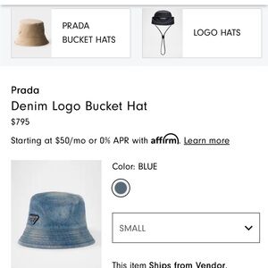 Prada Navy and Denim Logo Bucket Hat